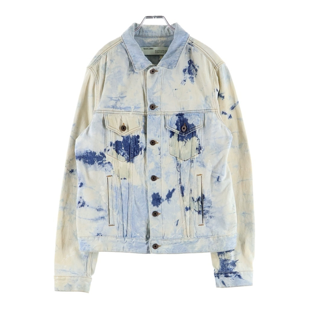 OFF-WHITE(オフホワイト) 20SS ARROW SLIM JEANS JACKET EXTREME BLEACH ブリーチ加工 バックプリント デニムジャケット インディゴ OMYE005R20386020
