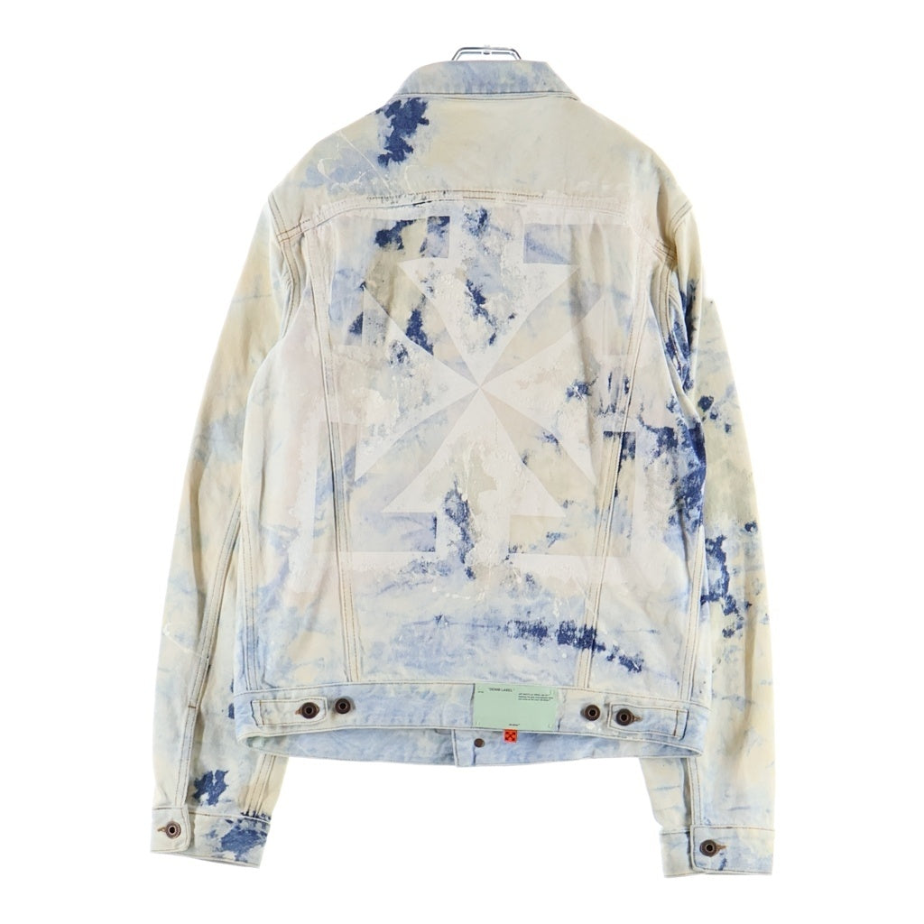 OFF-WHITE(オフホワイト) 20SS ARROW SLIM JEANS JACKET EXTREME BLEACH ブリーチ加工 バックプリント デニムジャケット インディゴ OMYE005R20386020