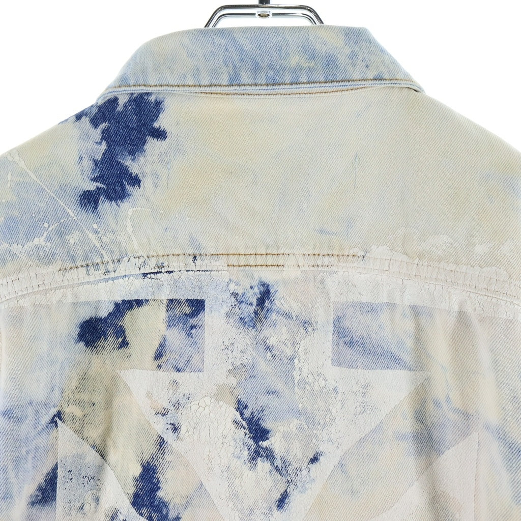 OFF-WHITE(オフホワイト) 20SS ARROW SLIM JEANS JACKET EXTREME BLEACH ブリーチ加工 バックプリント デニムジャケット インディゴ OMYE005R20386020
