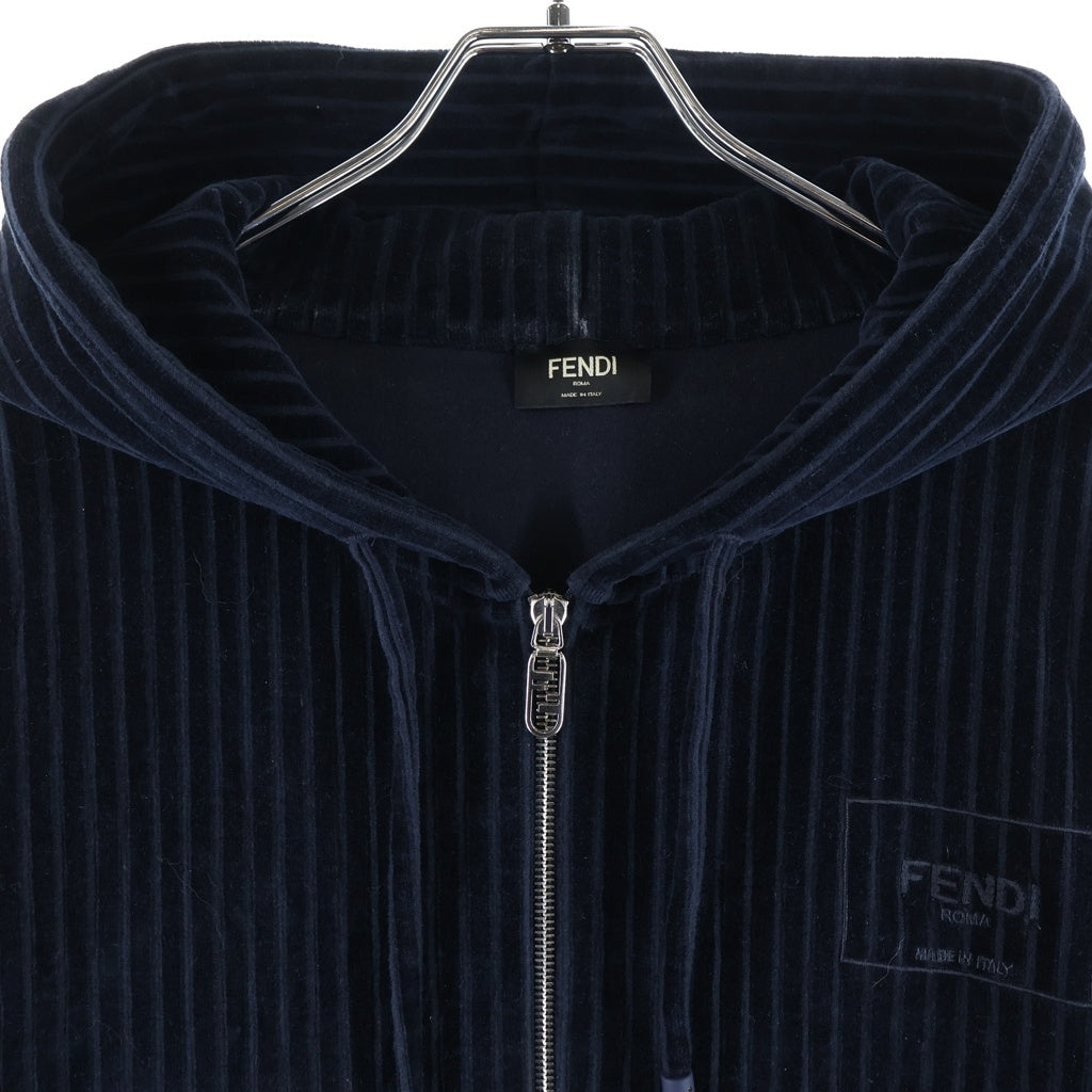 FENDI(フェンディ) 17AW ベルベット ジップアップパーカーフーディー ネイビー 12CPZ-24-1236