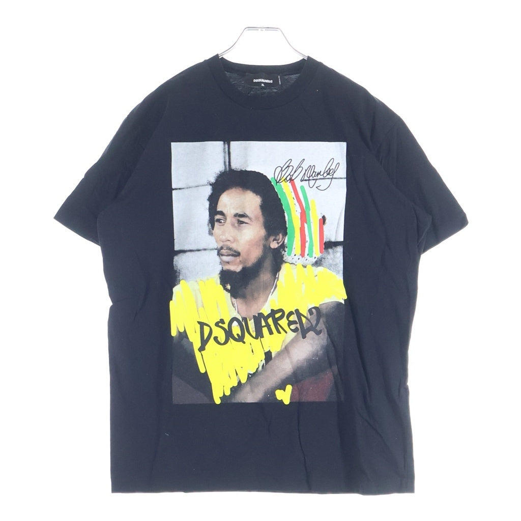 DSQUARED2(ディースクエアード) 23AW Bob Marley T-shirt S71GD1250 ボブマーリー フロントプリント クルーネック半袖Tシャツカットソー ブラック