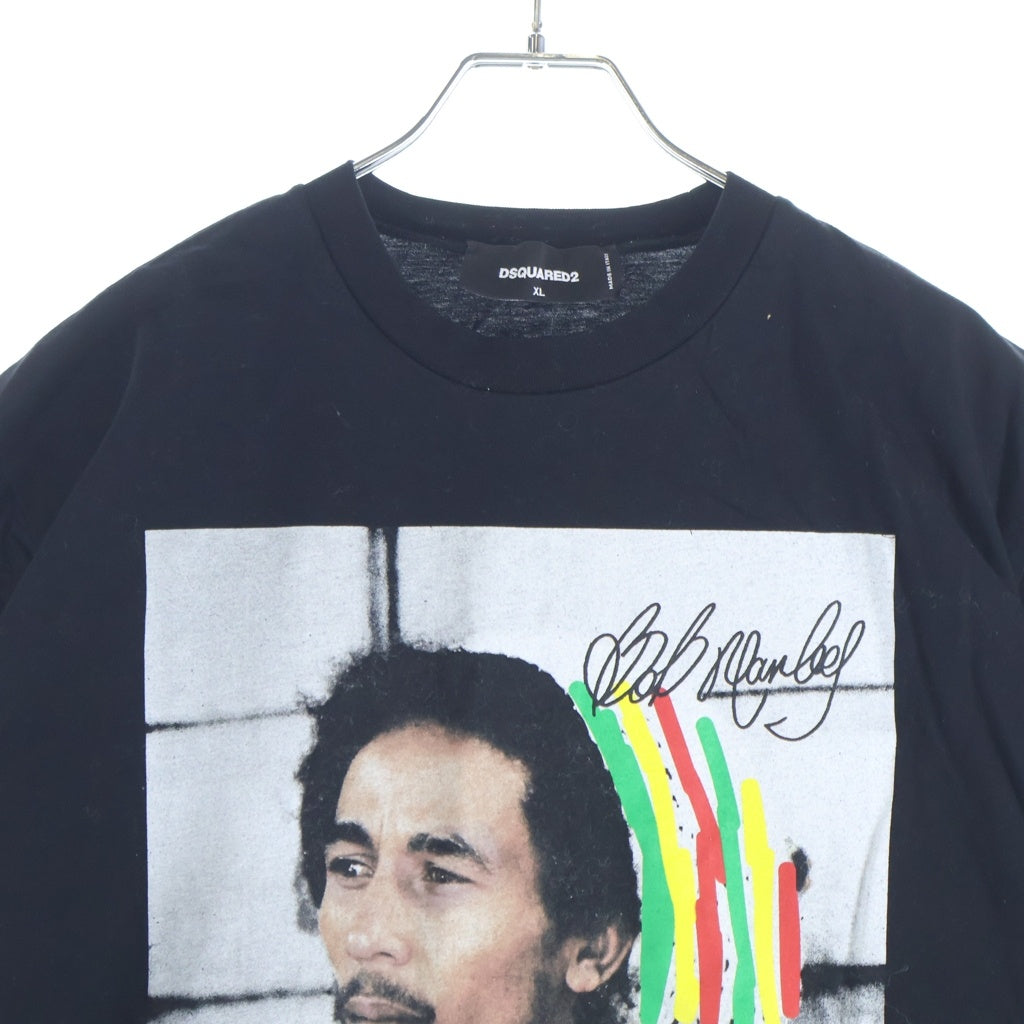 DSQUARED2(ディースクエアード) 23AW Bob Marley T-shirt S71GD1250 ボブマーリー フロントプリント クルーネック半袖Tシャツカットソー ブラック