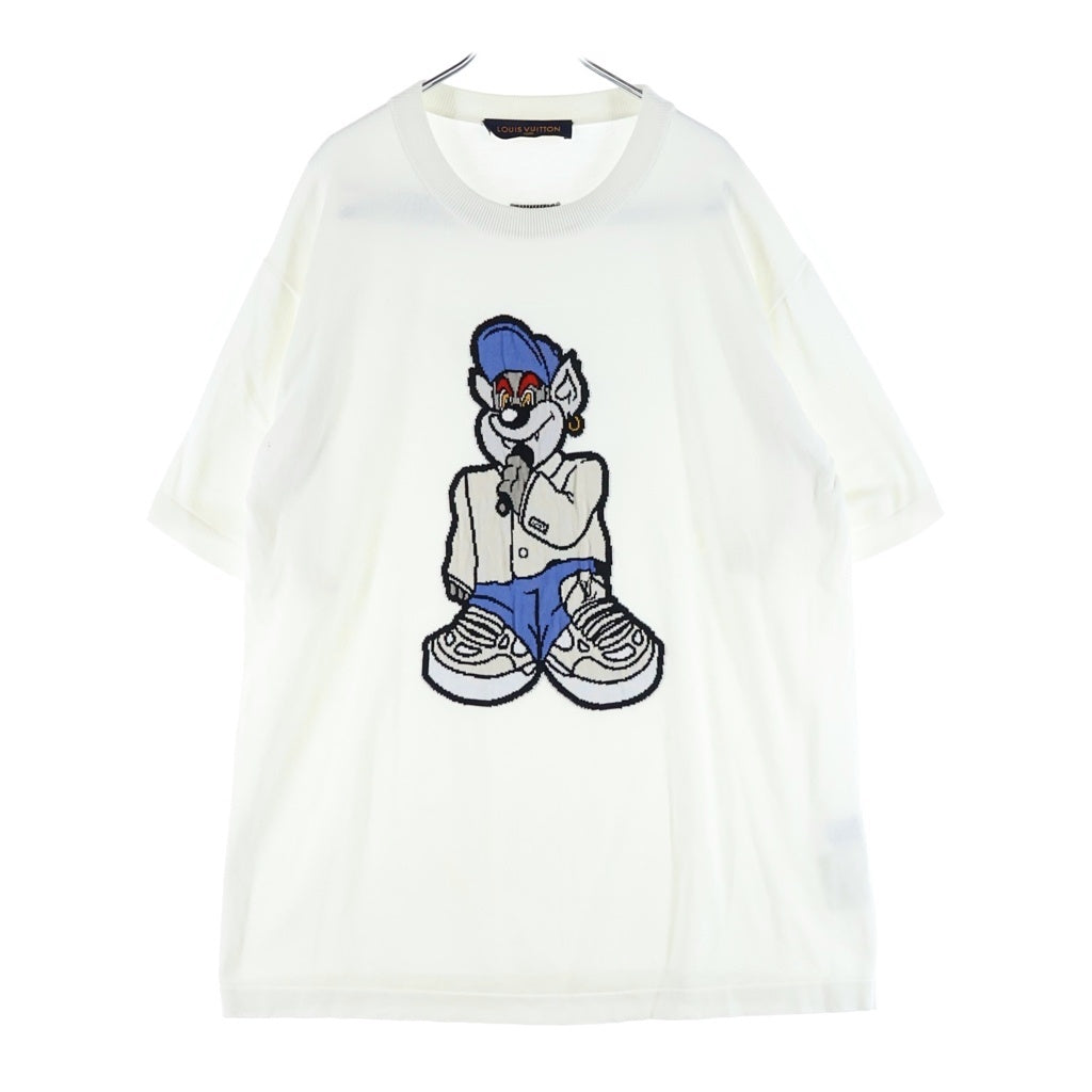 LOUIS VUITTON(ルイヴィトン) 23SS Graphic Cotton T-shirt フロント刺繍 グラフィッククルーネック半袖Tシャツカットソー ホワイト RM231M JL4 HON10W