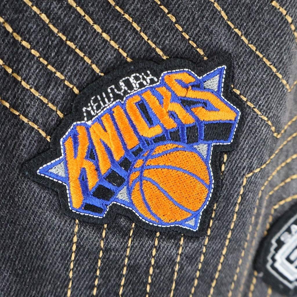 NO BRAND(ノーブランド) UNK DENIM 【UNK デニム】 パッチワーク NBAロゴワッペン ワイドデニムパンツ ジーンズ インディゴ/ブラック