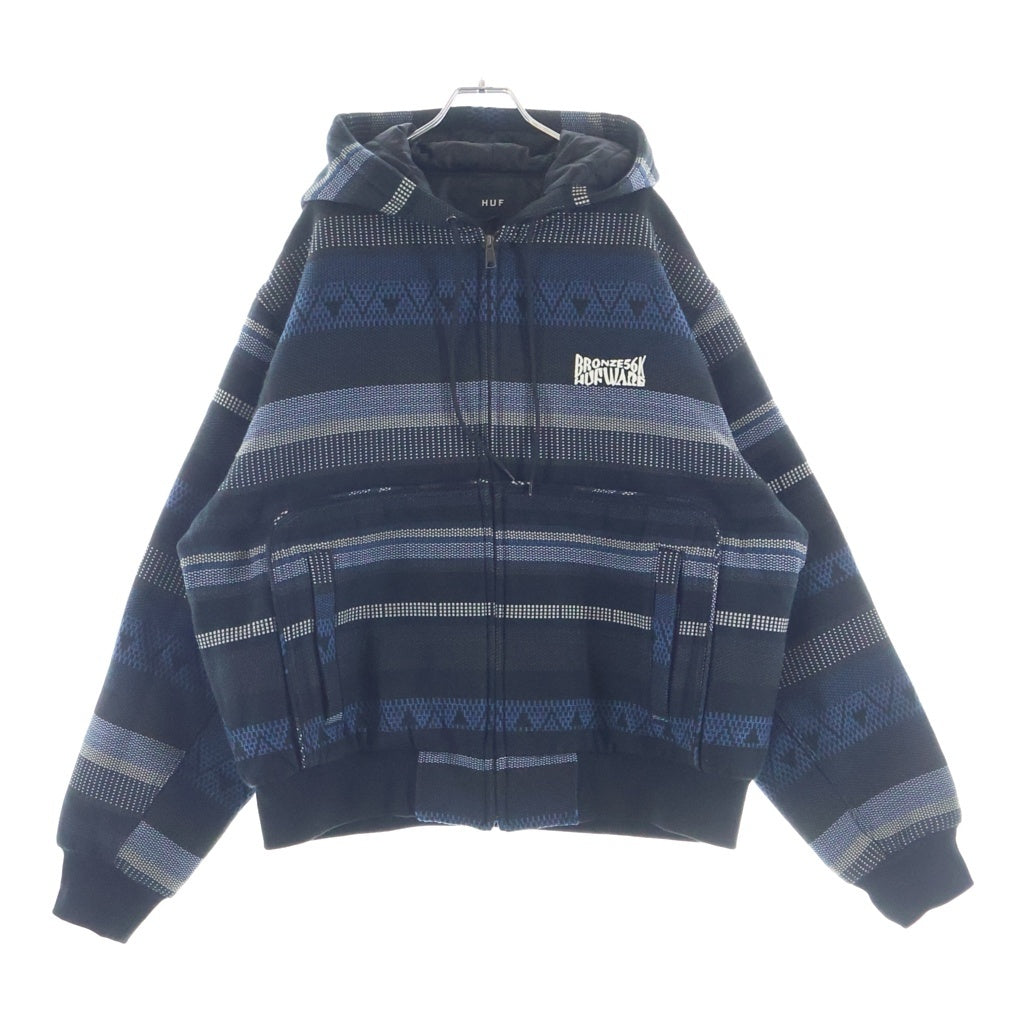 HUF(ハフ) ×Bronze56K BRONZE BAJA WORK JACKET ブロンズ56ケイ ワークジャケット ジップアップフーディ ブラック/ブルー JK00468