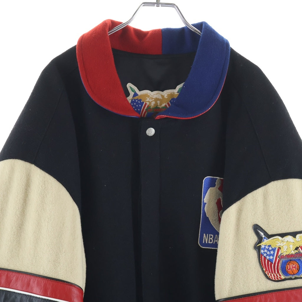 NO BRAND(ノーブランド) JEF HAMIL 【ジェフハミルトン】 NBA レザー ウール スタジアムジャケット ブルゾンジャケット ブラック
