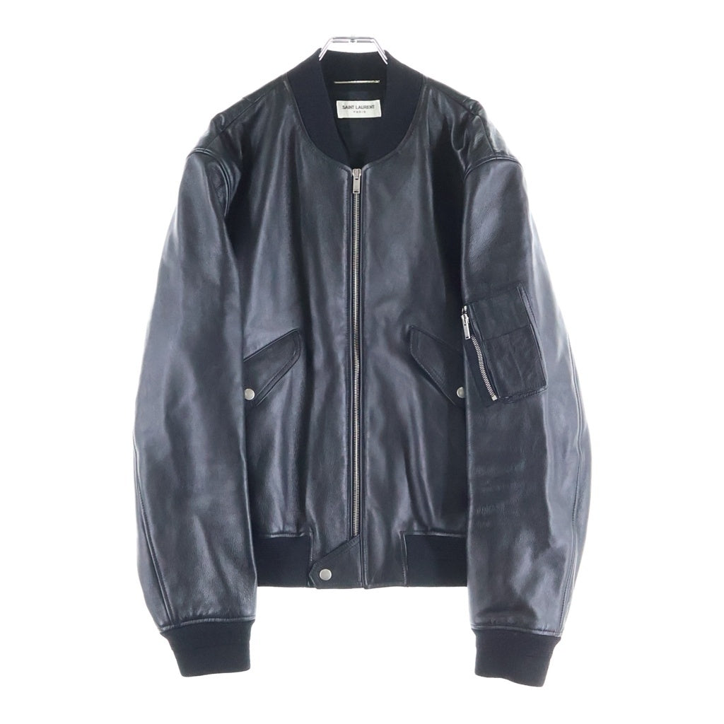 SAINT LAURENT PARIS(サンローランパリ) Lambskin MA-1 Bomber Jacket ラムスキン ボンバージャケット レザー ブルゾン ブラック 500952 YCBX2