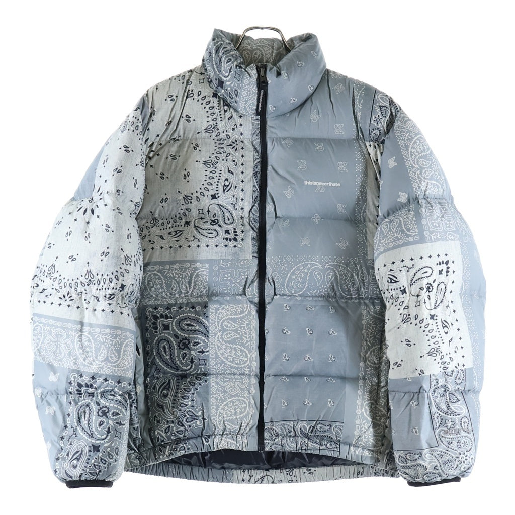 THISISNEVERTHAT(ディスイズネバーザット) PERTEX Down Jacket TN220OOWHS03 ペイズリー バンダナ パーテックス T ダウンジャケット グレー