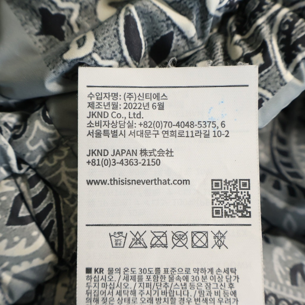 THISISNEVERTHAT(ディスイズネバーザット) PERTEX Down Jacket TN220OOWHS03 ペイズリー バンダナ パーテックス T ダウンジャケット グレー