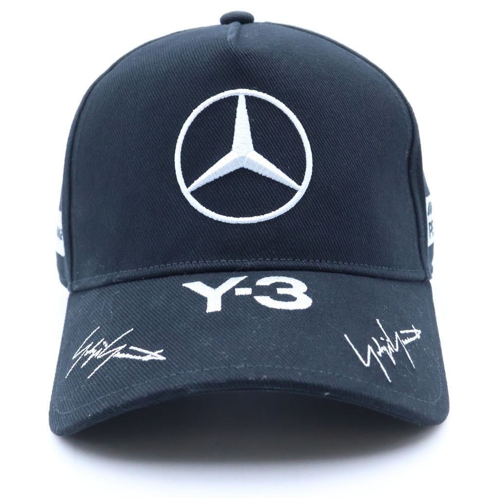 Y-3(ワイスリー) ×MERCEDES-AMG PETRONAS FORMULA 1 TEAM PODIUM CAP メルセデスベンツ ロゴ刺? メッシュトラッカーベースボールキャップ 帽子 ブラック KR0352