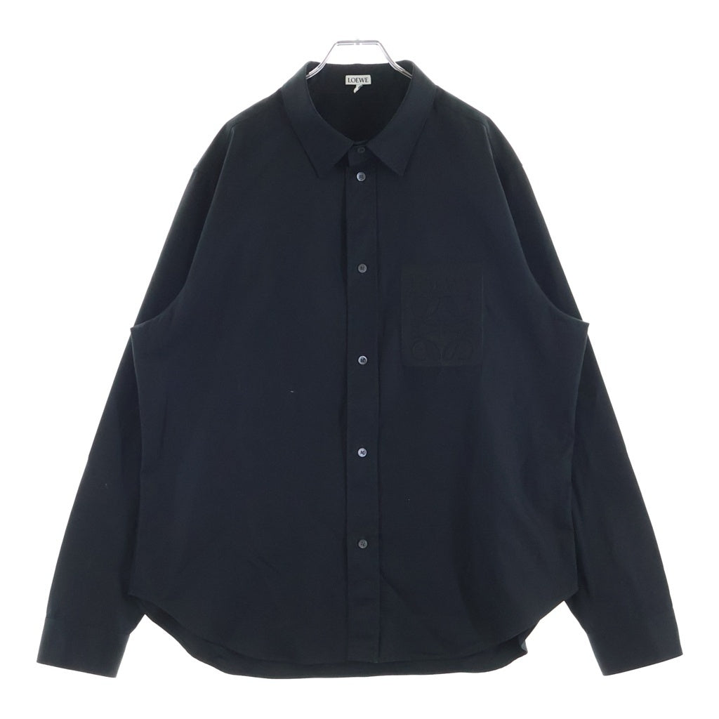 LOEWE(ロエベ) 24SS Embroidery Anagram Logo Shirt H526Y05X46 アナグラムロゴ刺繍 長袖シャツ ブラック