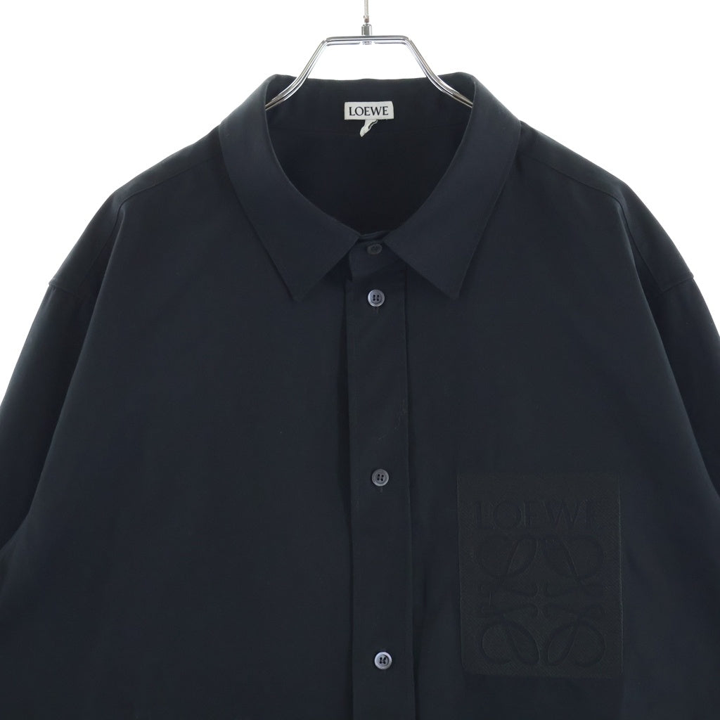 LOEWE(ロエベ) 24SS Embroidery Anagram Logo Shirt H526Y05X46 アナグラムロゴ刺繍 長袖シャツ ブラック