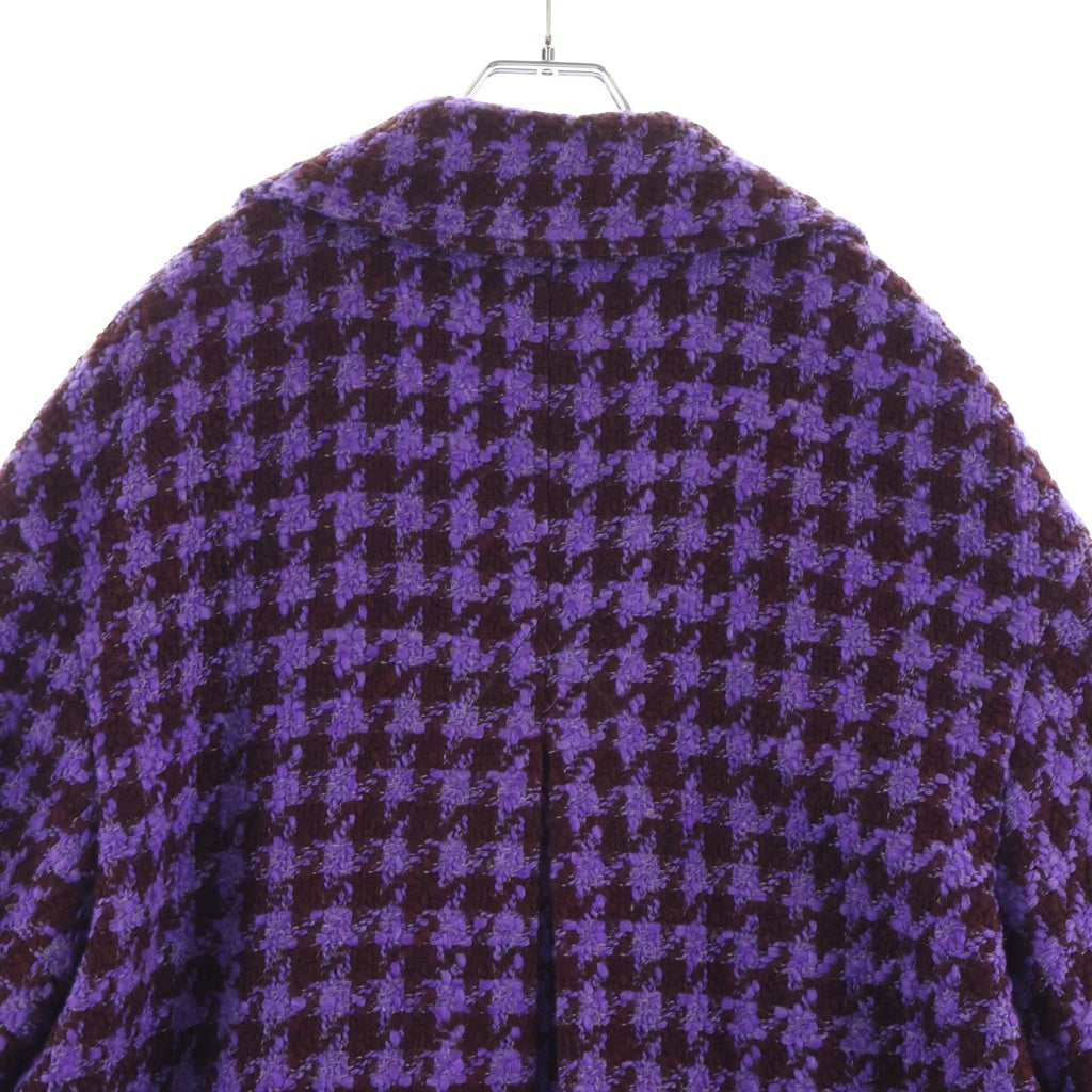 PT TORINO(ピーティートリノ) Cappotto Lungo ツイード ウール ロングコート パープル TL2FCD030LAC