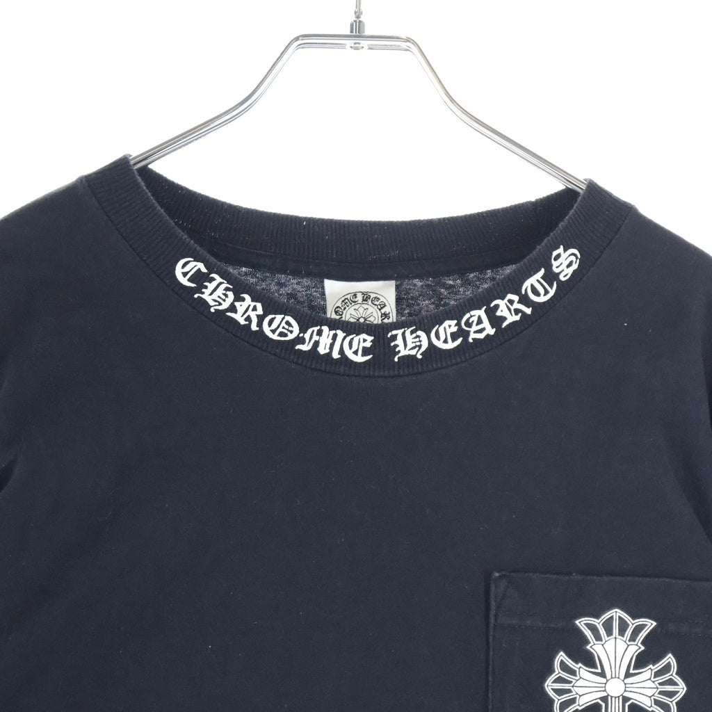 CHROME HEARTS(クロムハーツ) OLD NECK LOGO オールド バックダブルクロス クルーネック長袖カットソー ブラック/レッド