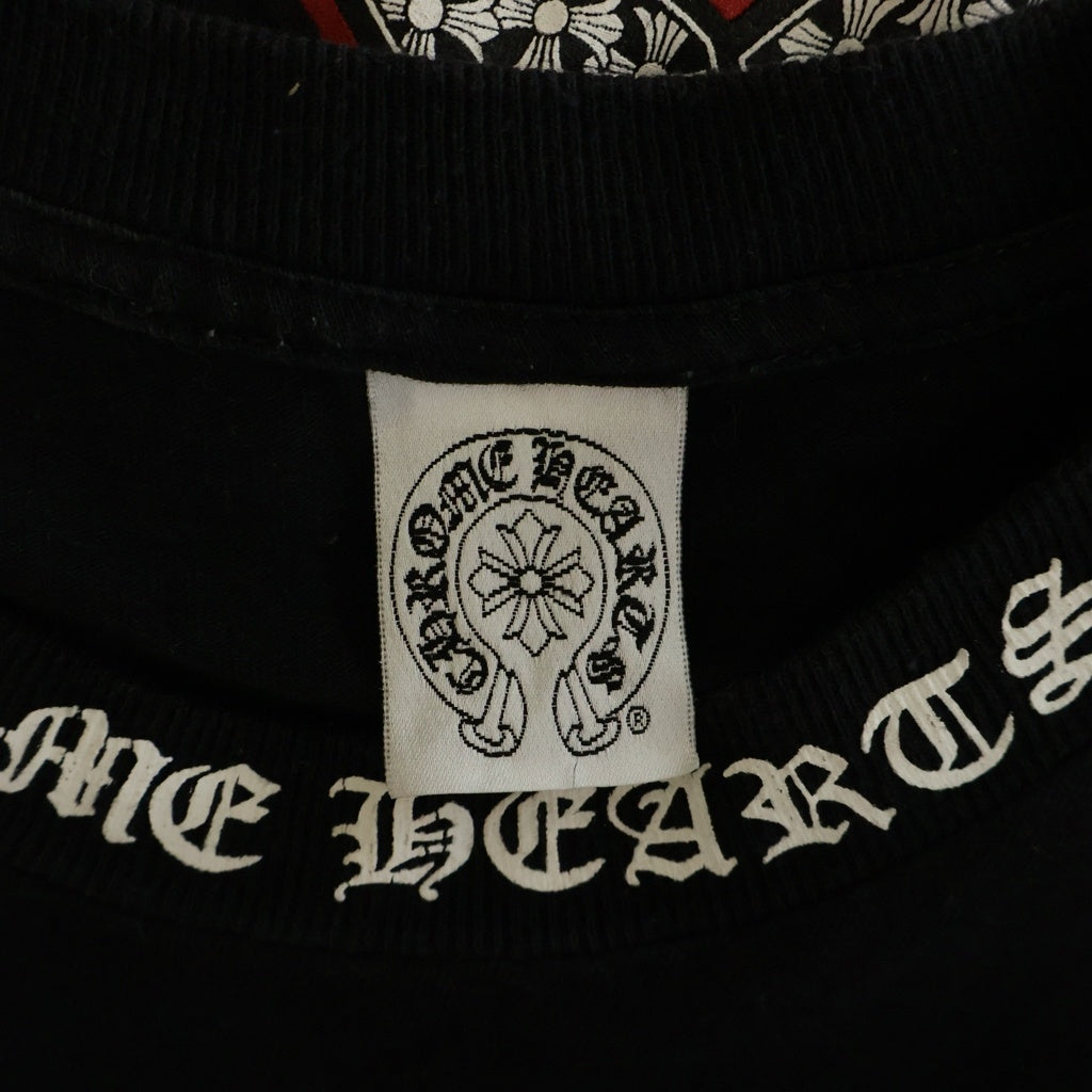 CHROME HEARTS(クロムハーツ) OLD NECK LOGO オールド バックダブルクロス クルーネック長袖カットソー ブラック/レッド
