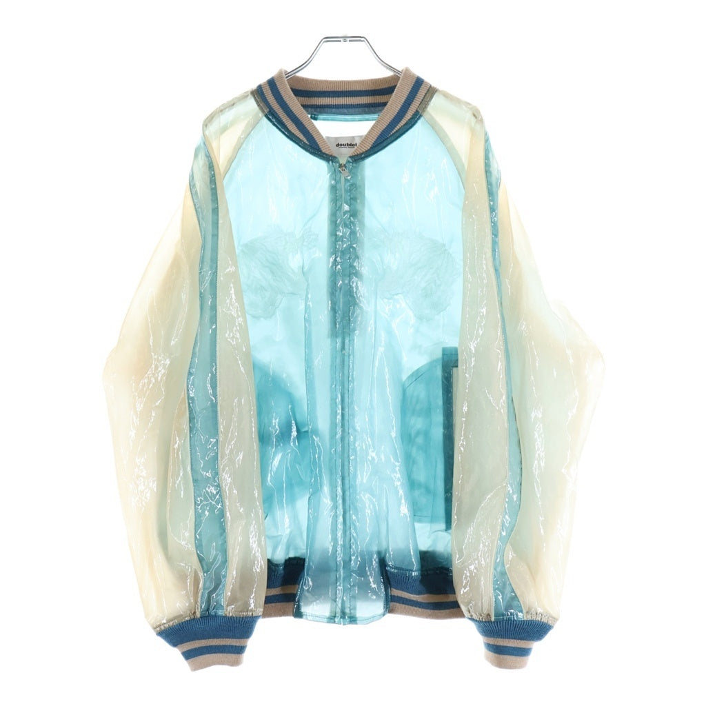 doublet(ダブレット) 19SS TRANSPARENT EMBROIDERY SOUVENIR JACKET トランスペアレント エンブロイダリー スーベニアシースルージャケット ブルー 19SS02BL80