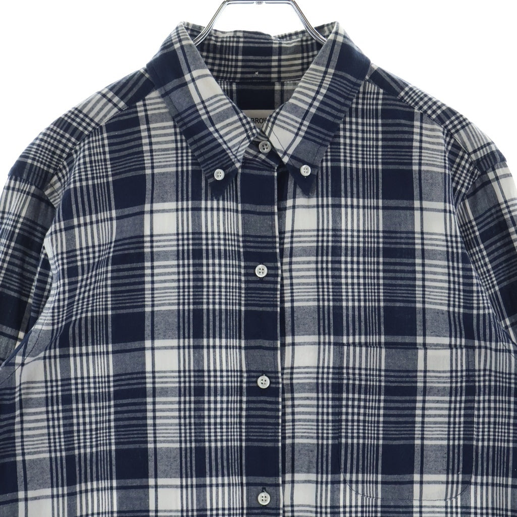 THOM BROWNE(トムブラウン) コットン チェック 長袖ドレスシャツ ネイビー/ホワイト FDS001A-07847415