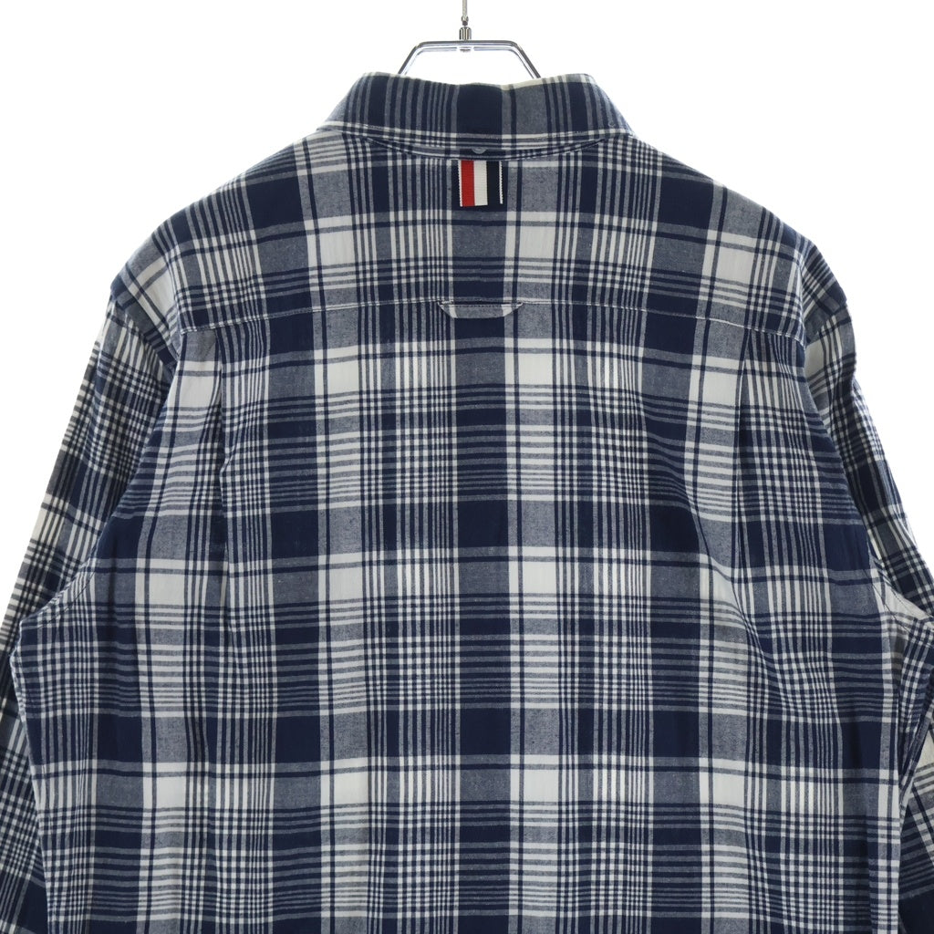 THOM BROWNE(トムブラウン) コットン チェック 長袖ドレスシャツ ネイビー/ホワイト FDS001A-07847415
