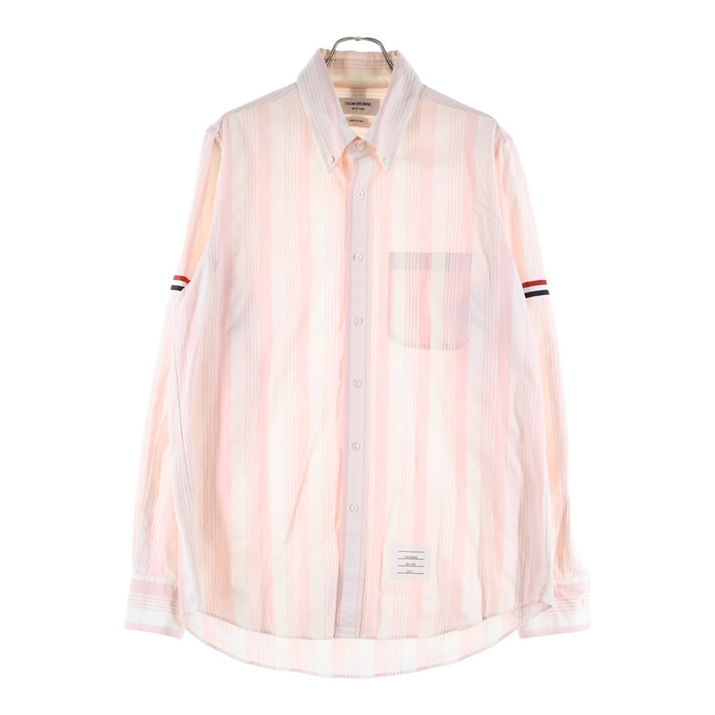 THOM BROWNE(トムブラウン) オルタネイトストライプ 長袖ボタンダウンシャツ ピンク/ホワイト MWL301A-07879640