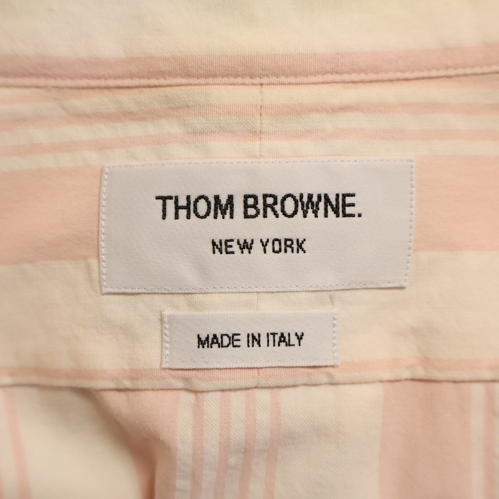 THOM BROWNE(トムブラウン) オルタネイトストライプ 長袖ボタンダウンシャツ ピンク/ホワイト MWL301A-07879640
