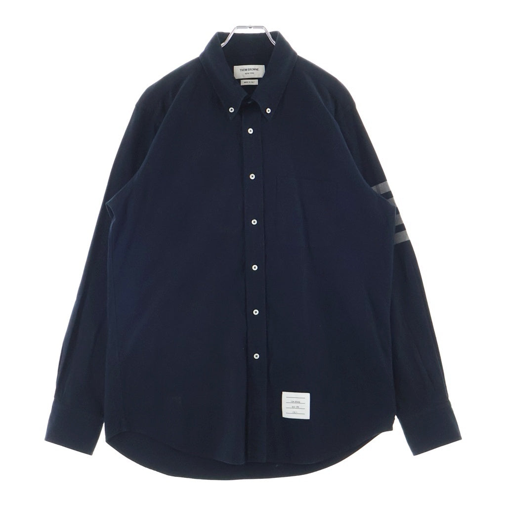 THOM BROWNE(トムブラウン) フランネル 4-BAR長袖ボタンダウンシャツ ブラック MWL272A-05245415