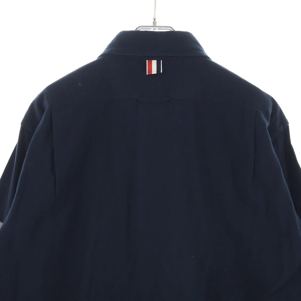 THOM BROWNE(トムブラウン) フランネル 4-BAR長袖ボタンダウンシャツ ブラック MWL272A-05245415