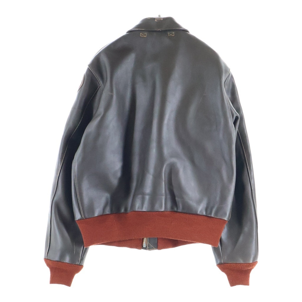 Buzz Rickson's(バズリクソンズ) VINTAGE 90s Flight jacket ヴィンテージ 赤リブ ホースハイドレザー A-2 フライトジャケット ブラウン M83145