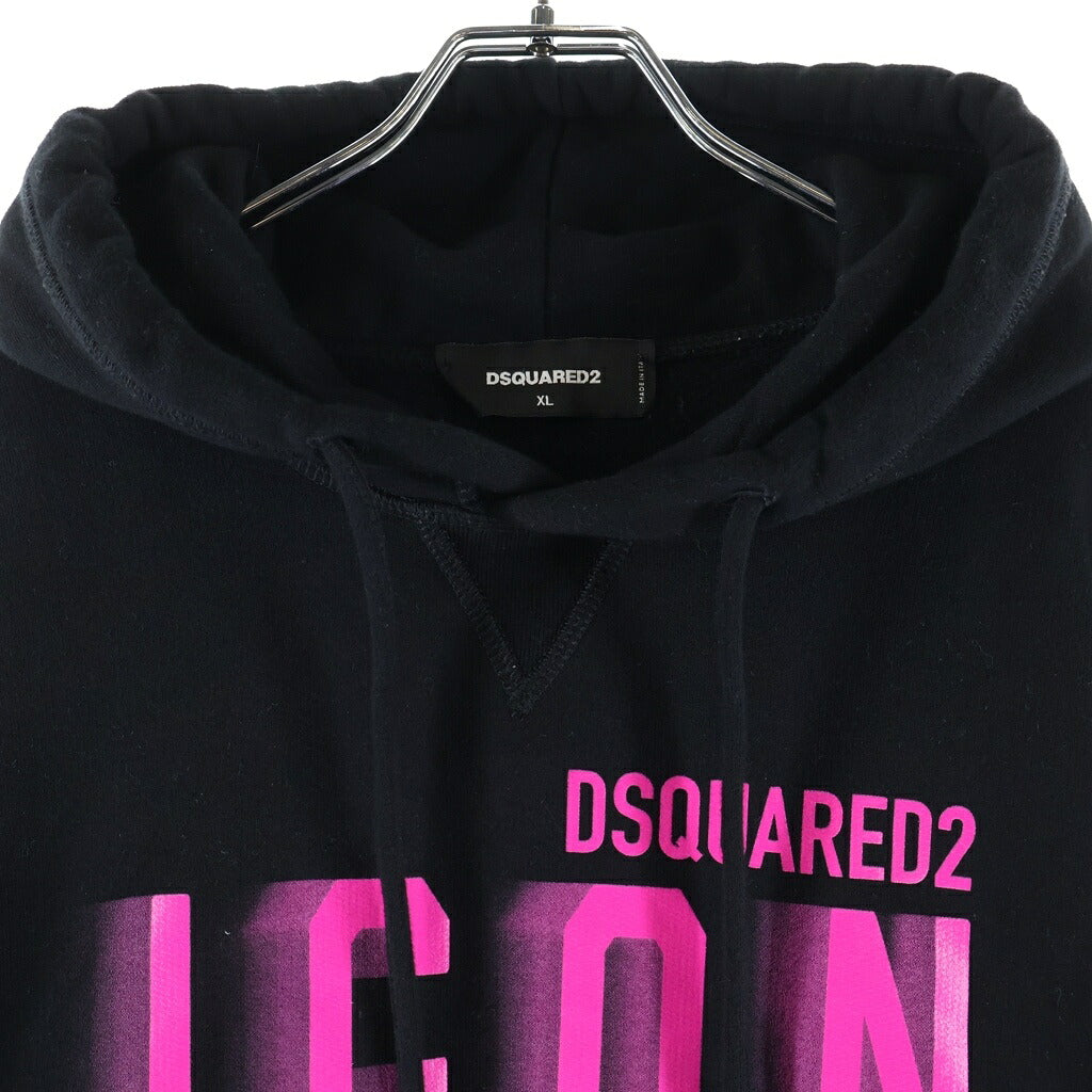 DSQUARED2(ディースクエアード) 24SS ICON LOGO HOODIE プルオーバーパーカーフーディー ブラック/ピンク S79GU0112 S25516
