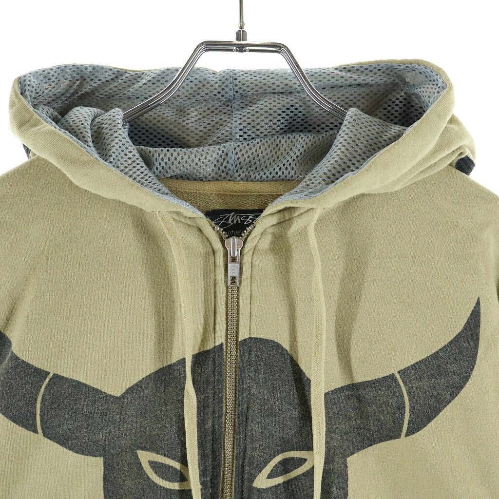 STUSSY(ステューシー) 00S ×Futura Cow Logo Hoodie フューチュラ カウロゴ ジップアップパーカー フーディー カーキ