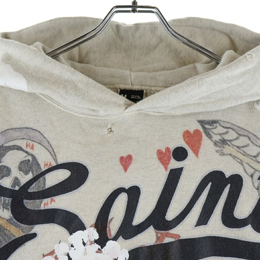 SAINT MICHAEL(セントマイケル) xDENIM TEARS 22SS HOODIE GREENAFFITTI ×デニムティアーズ 総柄 プルオーバー長袖スウェットプパーカー フーディ グレーSM-S22-0000-083