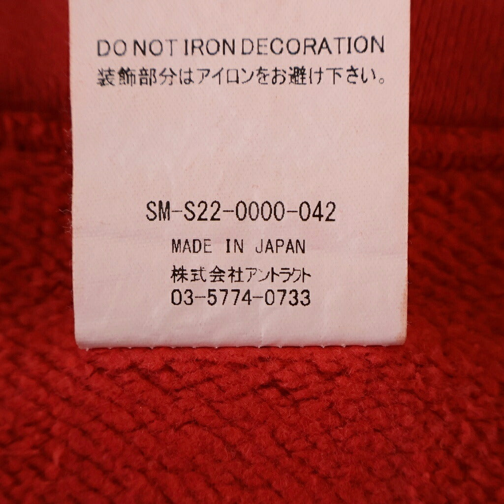 SAINT MICHAEL(セントマイケル) 22SS ANGELHOODIE ヴィンテージ加工 エンジェルプリント プルオーバー長袖スウェットプパーカー フーディ レッド SM-S22-0000-042