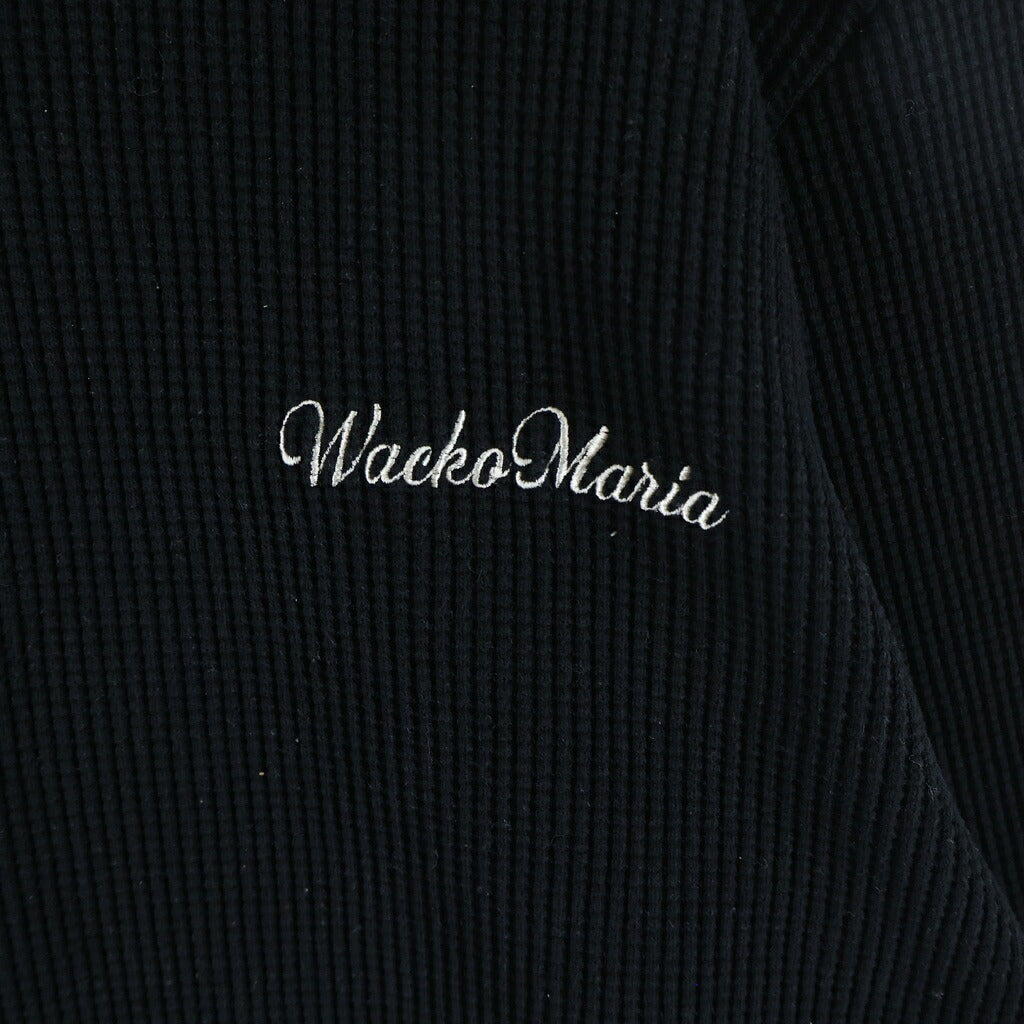 WACKO MARIA(ワコマリア) 24SS THERMAL SHIRT TYPE-2 フロントロゴ刺繍 クルーネック長袖サーマルTシャツカットソー ロンT ブラック 24SS-WMT-TM02