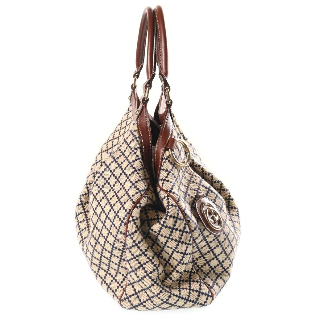 GUCCI(グッチ) スーキー ディアマンテ キャンバス ハンドバッグ ベージュ 211943