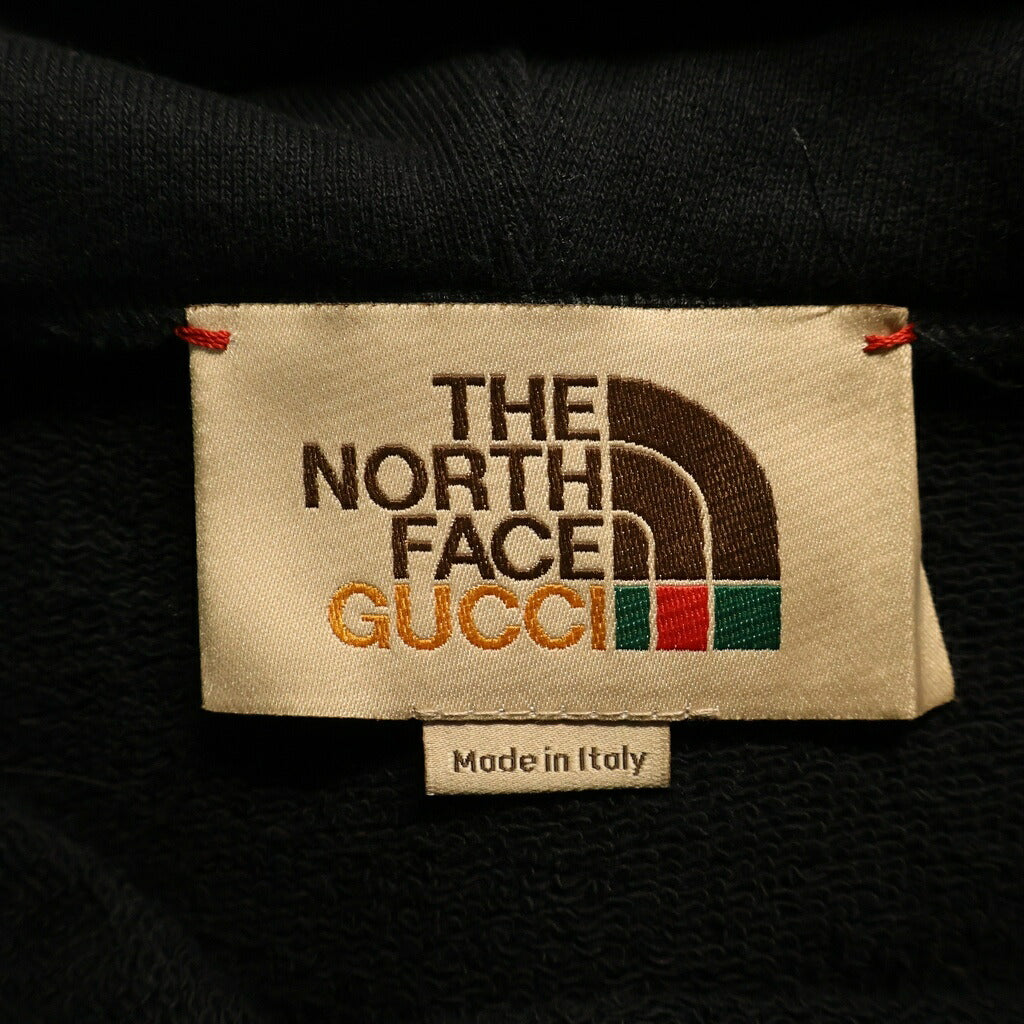 GUCCI(グッチ) 21SS×THE NORTH FACE ザノースフェイス ロゴプルオーバーパーカー フーディ 651724 XJDCM ブラック/イエロー