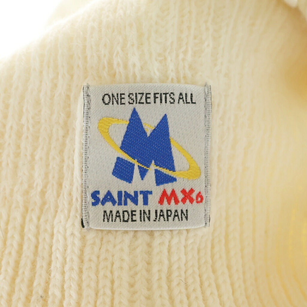 SAINT MICHAEL(セントマイケル) 24AW KNIT CAP フロントロゴ刺繍 ニットビーニー 帽子 アイボリー SM-YS1-0000-082