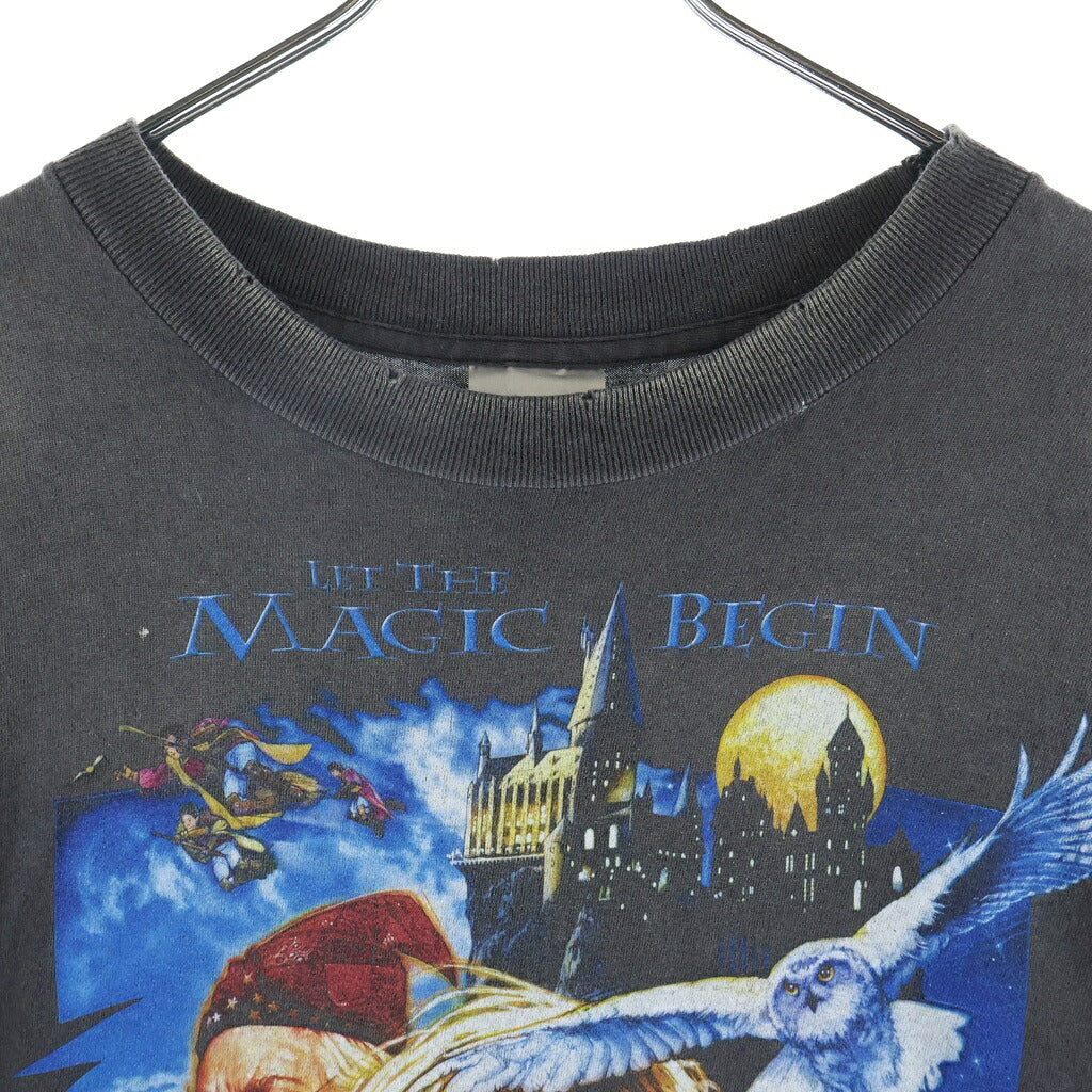 SAINT MICHAEL(セントマイケル) 25AW × HARRY POTTER HP S/S TEE SORCERER'S STONE ハリーポッター グラフィックプリント ヴィンテージ加工 クルーネック半袖Tシャツカットソー グレー SM-HR1-0000-C44