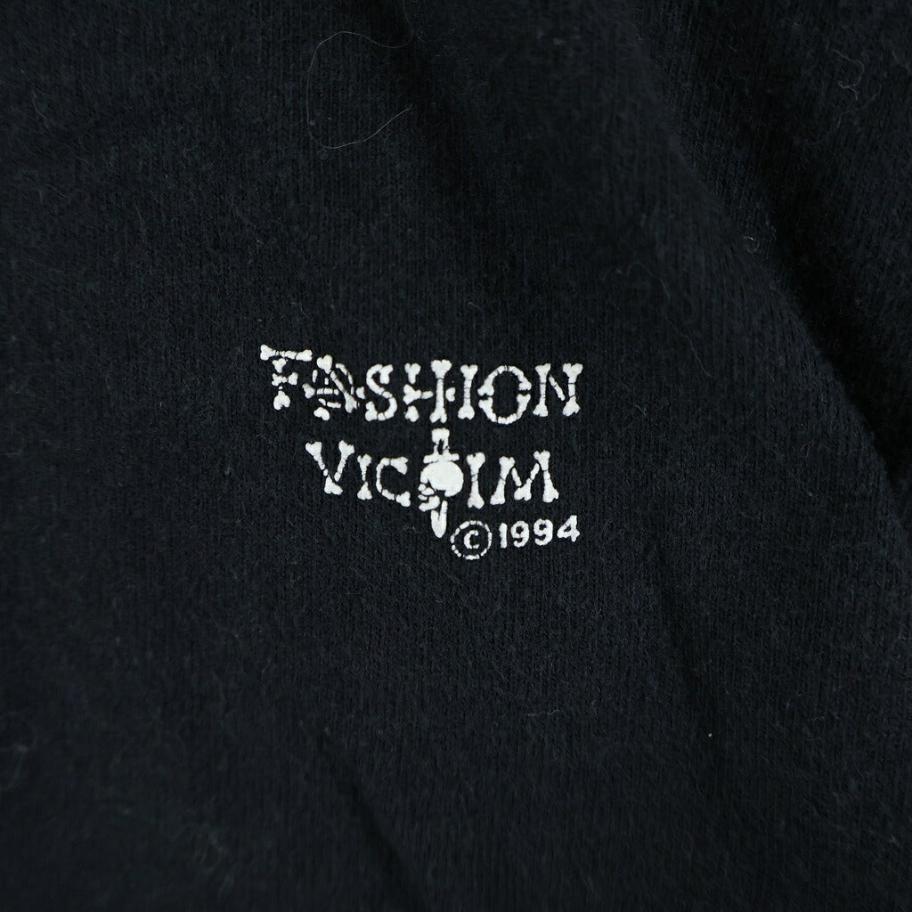 VINTAGE(ヴィンテージ) 90S FASHION VICTIM SKULL PRINT L/S TEE FRUIT OF THE LOOMタグ コピーライト1994 シングルステッチ ファッション ヴィクティム スカルプリント クルーネック長袖Tシャツカットソー ブラック