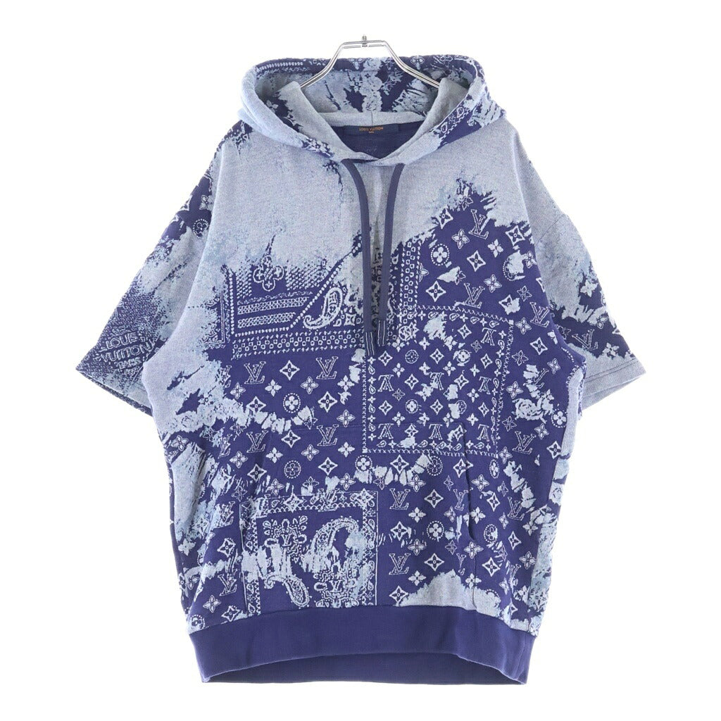 LOUIS VUITTON(ルイヴィトン) 22AW モノグラム バンダナ ショートスリーブフーディ 半袖プルオーバースウェットパーカー ネイビー RM222M N31 HNY28W