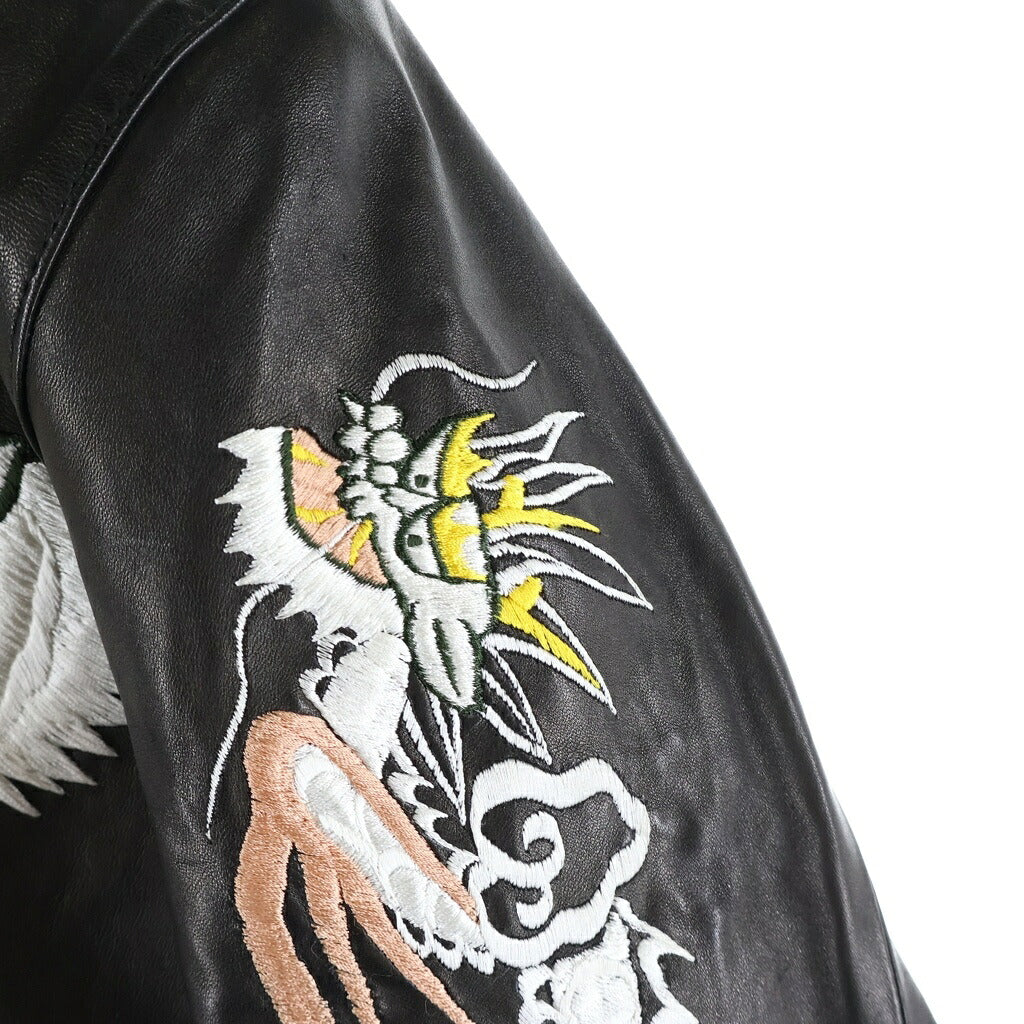 FINE CREEK LEATHERS(ファインクリークレザーズ) NORFOLK HORSE HIDE ノーフォーク ホースハイド エンブロイダリー 刺繍 ジップアップレザージャケット ブラック