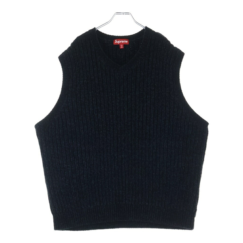 SUPREME(シュプリーム) 24AW Chenille Sweater Vest シェニール セーター クルーネックベスト ニットセーター ブラック