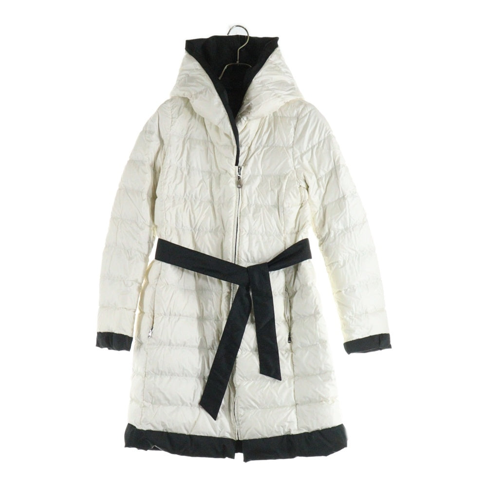 Max Mara(マックスマーラ) バイカラー リバーシブル フーデッド ジップアップ ダウン ロング ジャケット コート ホワイト/ブラック レディース 54860463