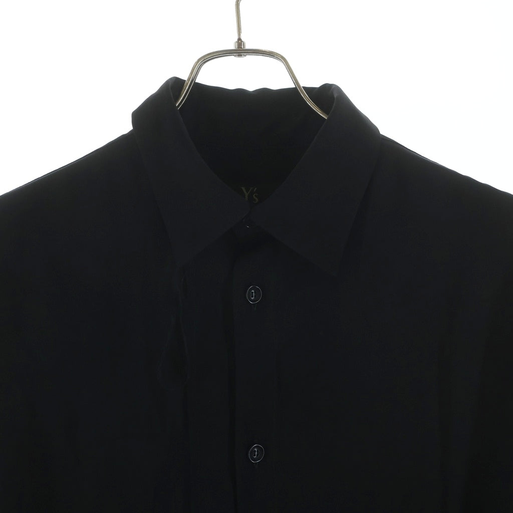 Y's(ワイズ) 25AW TA/PE CREPE DE CHINE ASYMMETRIC BLOUSE テープ クレープ デ シャイン アシメトリック ブラウス 長袖シャツ レディース ブラック YL-B11-500