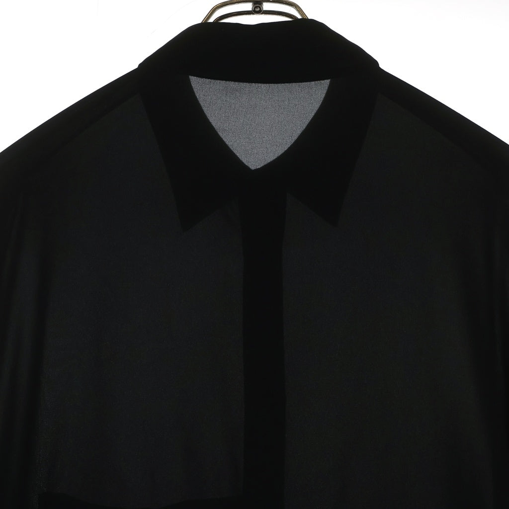 Y's(ワイズ) TA/PE GEORGETTE SHIRT DRESS テープ ジョーゼット 半袖ドレスシャツ レディース ブラック YK-D11-502