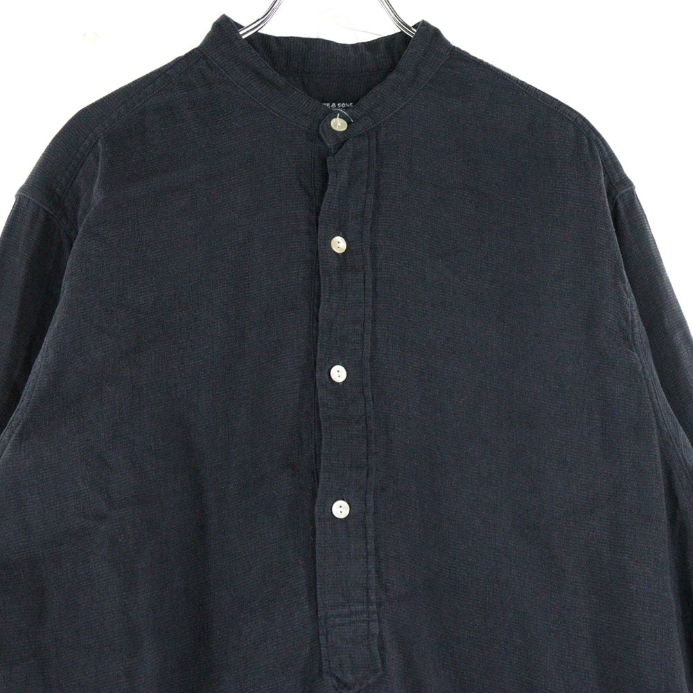 MAATEE&SONS(マーティーアンドサンズ) 24SS PULL OVER SHIRTS L/Silk 二重織 リネンシルク プルオーバー 長袖シャツ ダークグレー MT4103-0611A