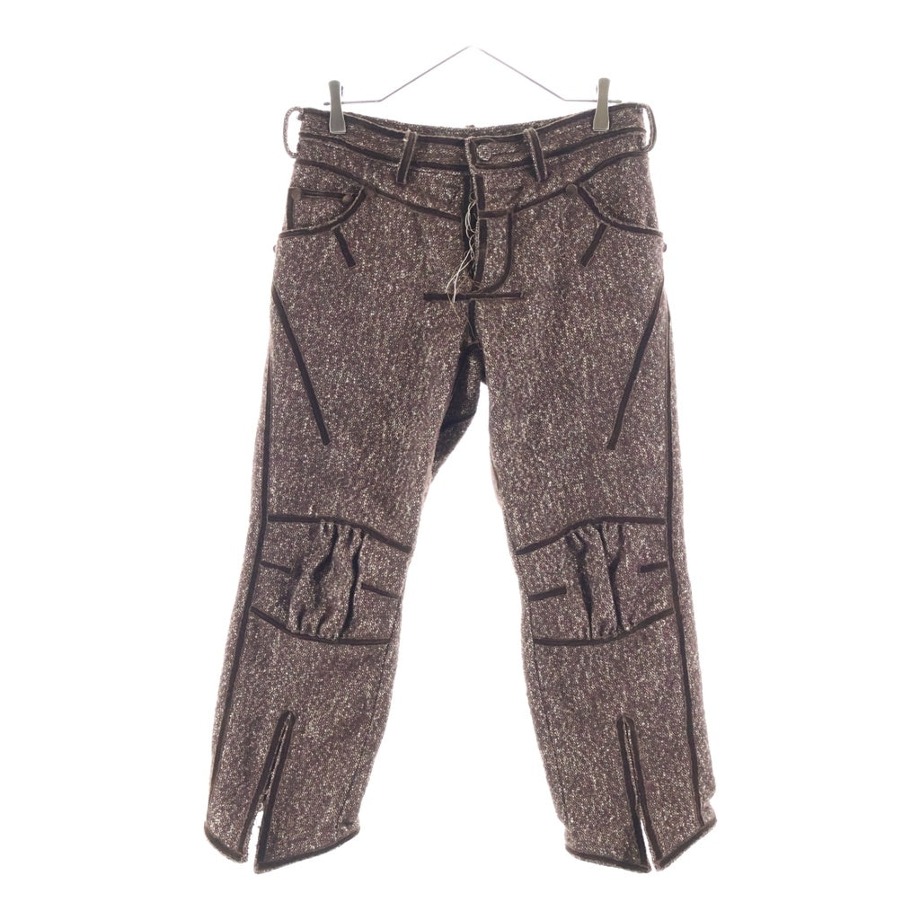 NUMBER (N)INE(ナンバーナイン) 09AW A CLOSED FEELING期 装飾 ウール 七分丈パンツ ブラウン F09-NP001B