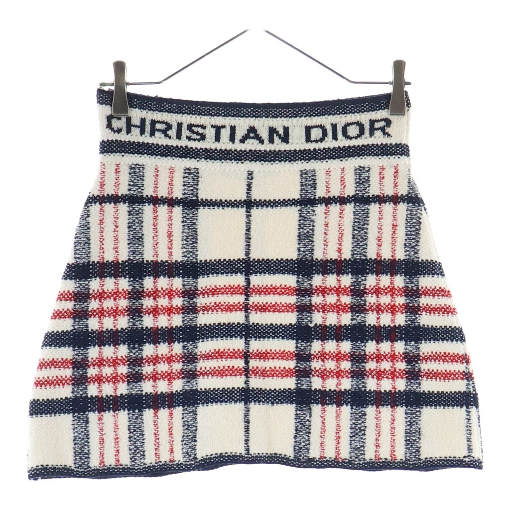 Christian Dior(クリスチャンディオール) 22SS チェック柄 ウールツイード ミニスカート ブラック/ホワイト 224J03AM706 レディース