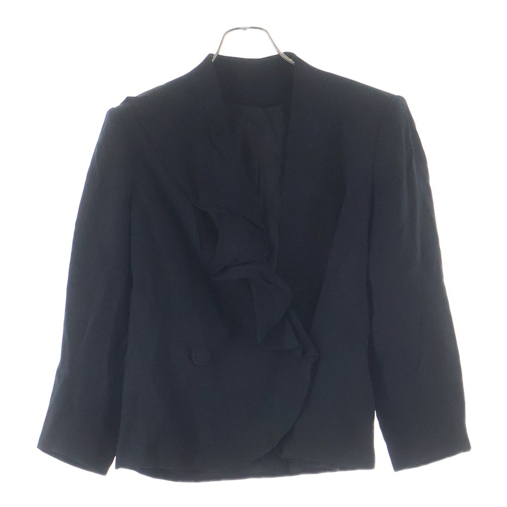 Max Mara(マックスマーラ) フリルラペル ノーカラー アシンメトリー ダブルブレスト テーラードジャケット ブラック レディース 44