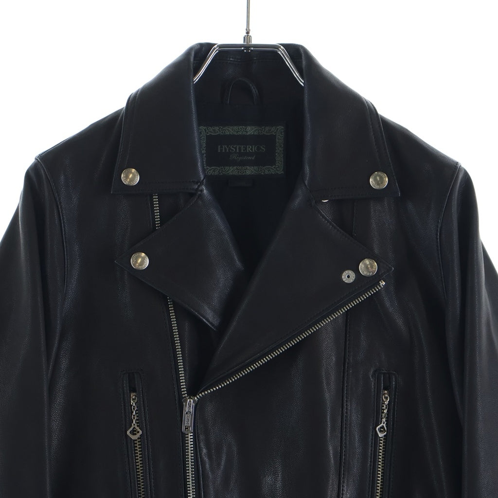 HYSTERIC GLAMOUR(ヒステリックグラマー) 17SS ゴートレザー スタッズ ダブルライダースジャケット レディース ブラック