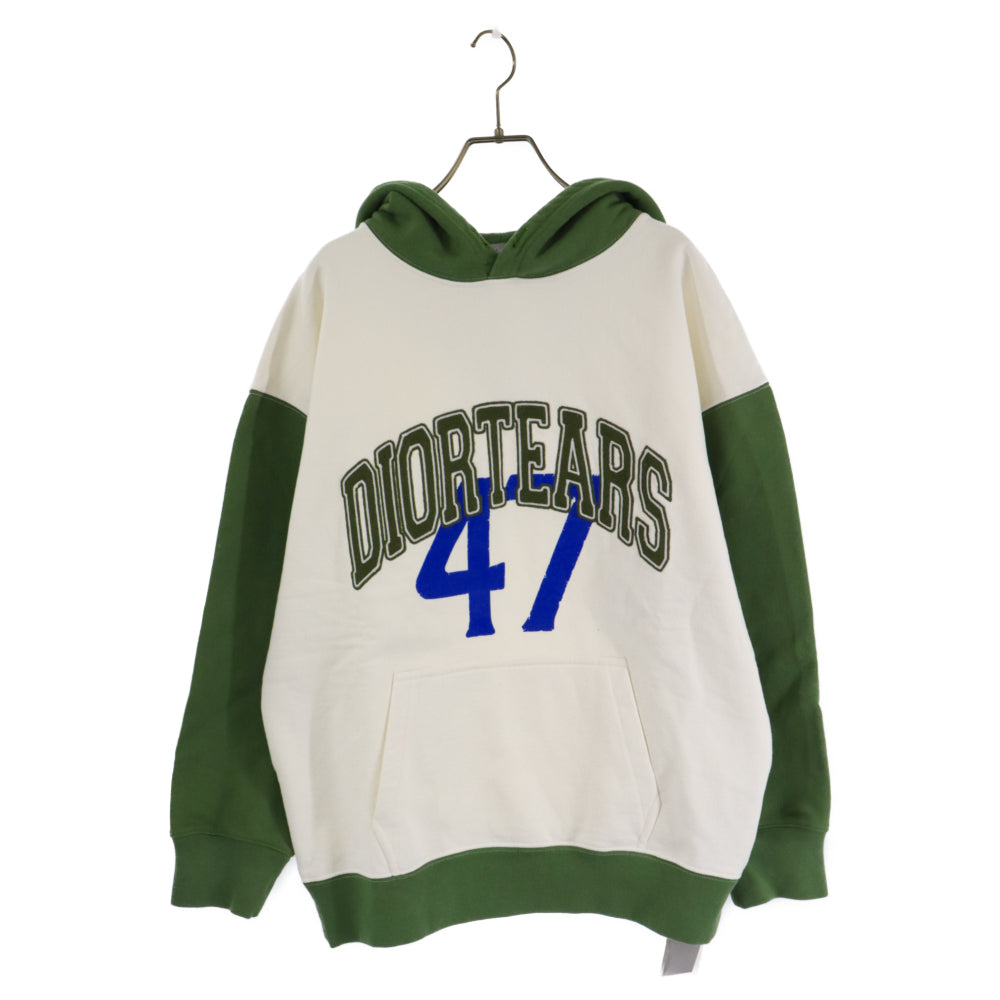 DIOR(ディオール) ×Denim Tears 23AW Dior Tears Oversized Hooded Sweatshirt 393J678A0807×デニムティアーズ オーバーサイズフーデットパーカー ホワイト/グリーン