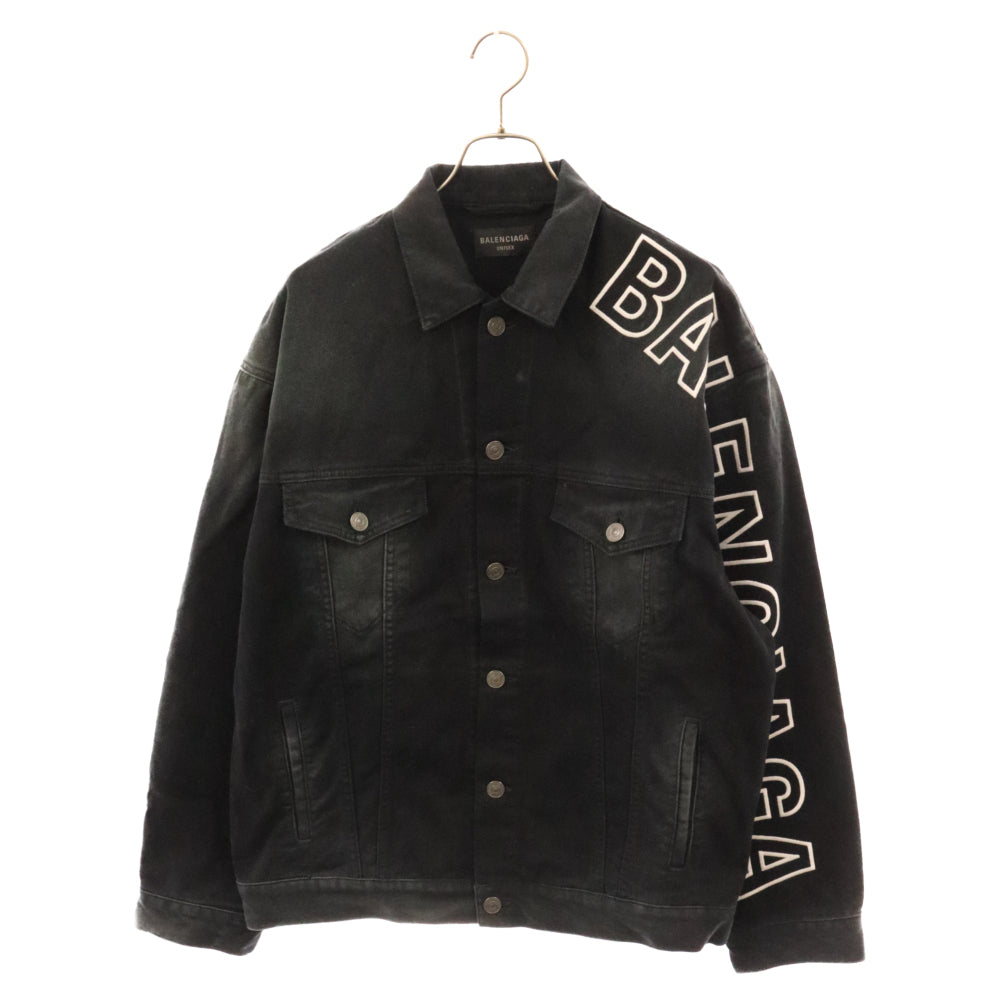 BALENCIAGA(バレンシアガ) 23AW Large Fit Jacket(BLACK) ロゴ ヴィンテージ加工 デニムジャケット Gジャン 767949 TNW11 ブラック
